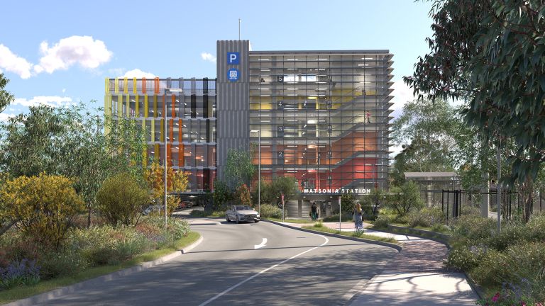 Watsonia Station car park building entry