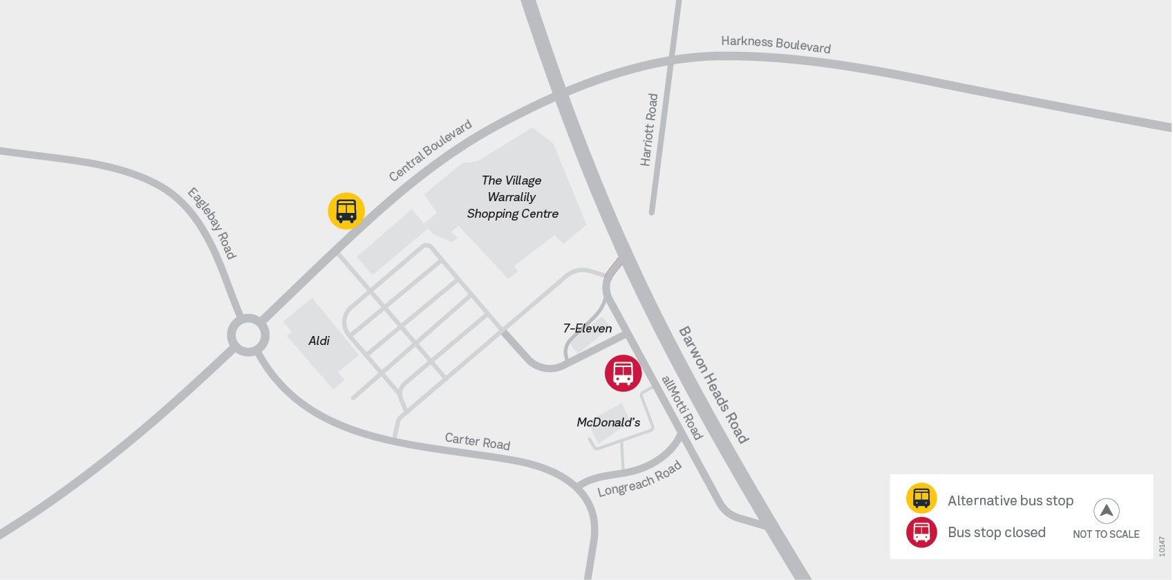 allMotti and Barwon Heads roads bus stop closure map