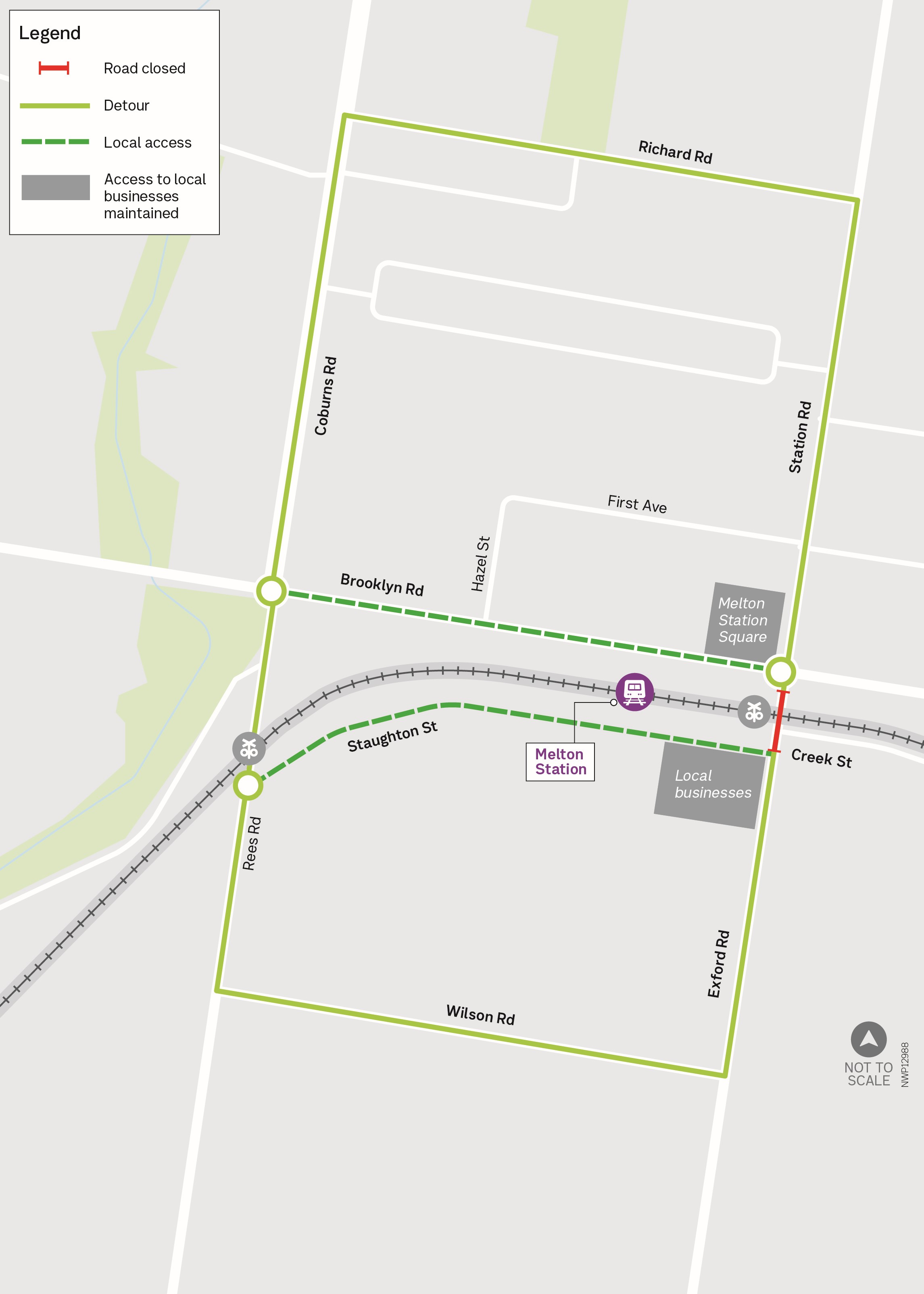 Exford Road Melton closure map