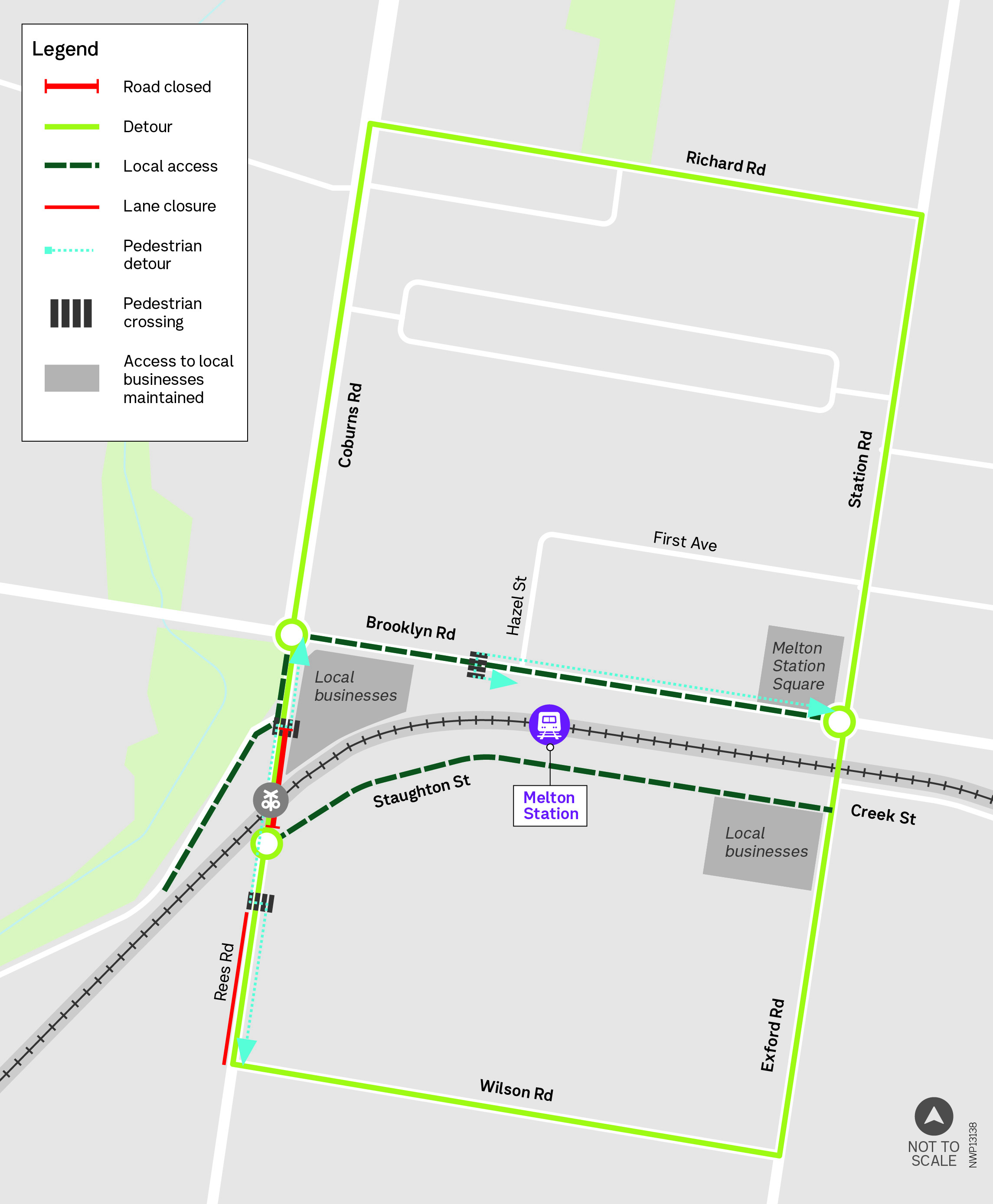 Coburns Road detour map August