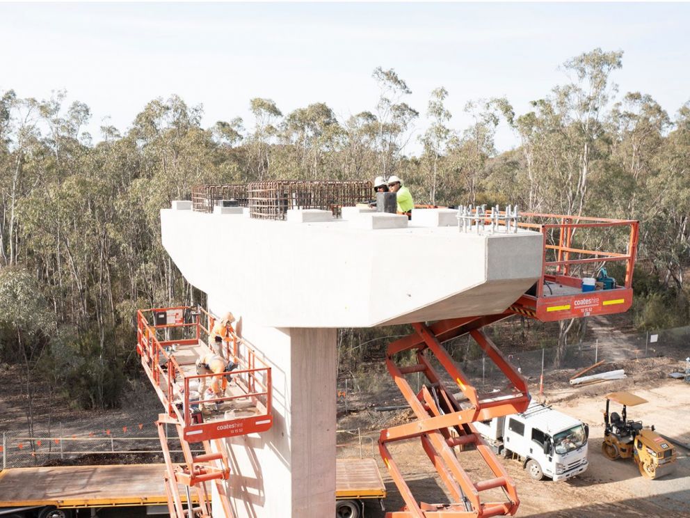 Works on one of the piers