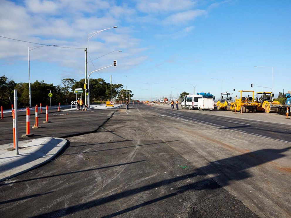 Image of the Hallam Road intersection under construction/ Construction vehicles can be seen in the background Caption (not set)