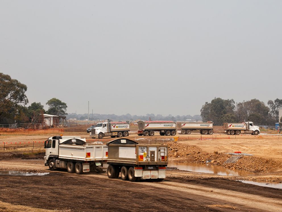 Works to build the foundations of the Freeway near Braeside Park - January 2020