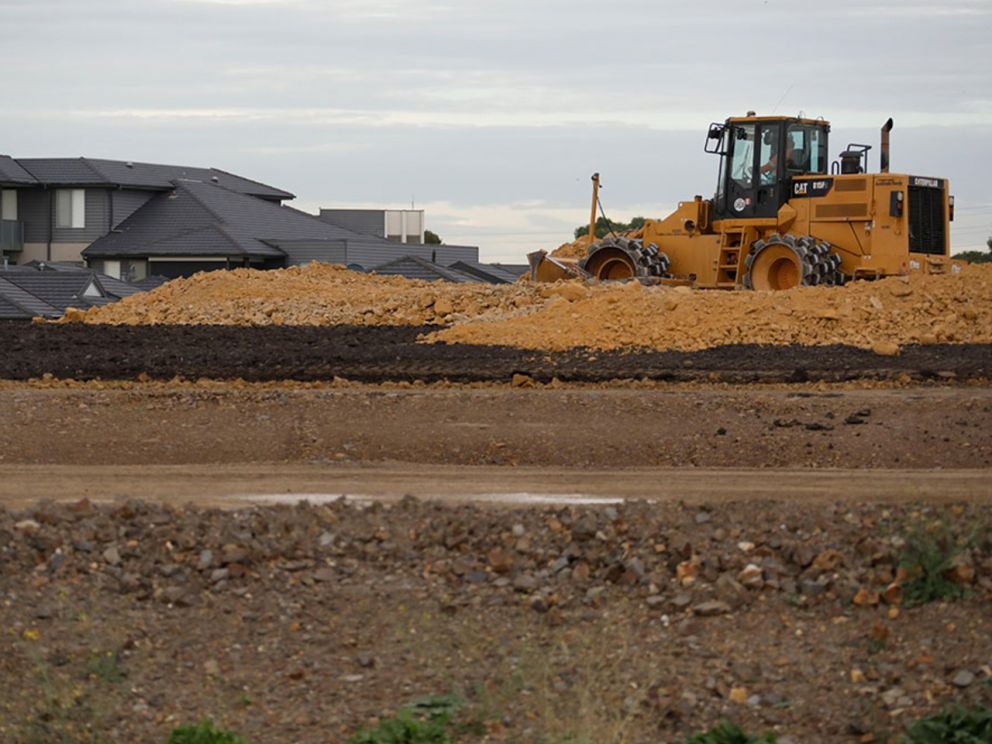 Building the foundations of the Freeway near Aspendale Gardens - March 2020