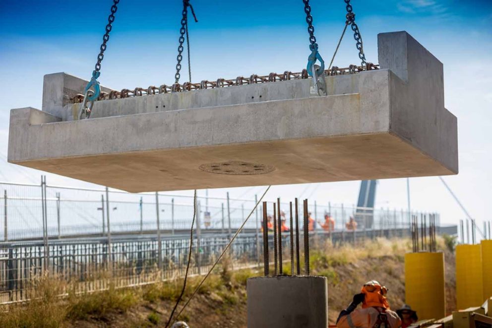 Bridge piers being lifted