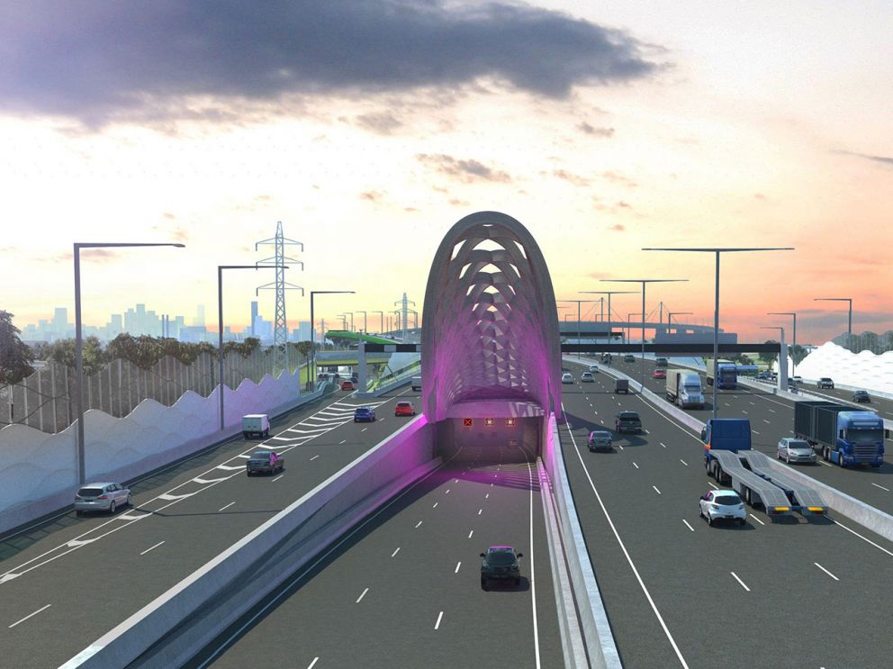 Artist impression of the southern inbound tunnel.