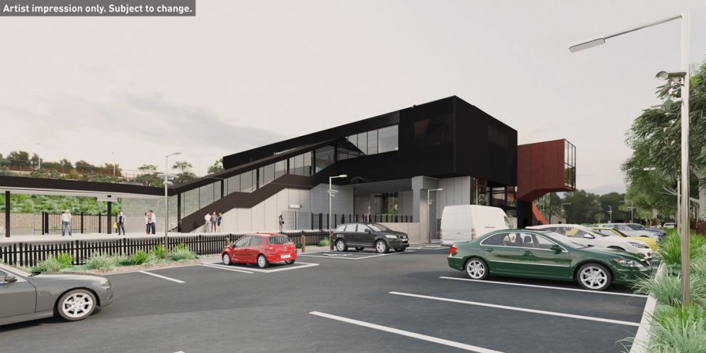 Greensborough Station view from Poulter Avenue car park – artist impression only.