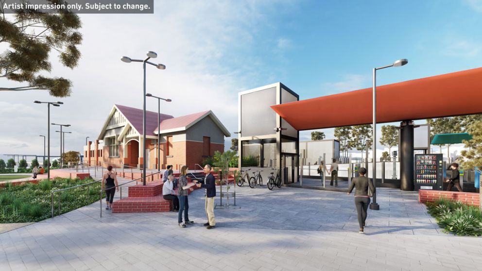 Artist impression of the western station building.
