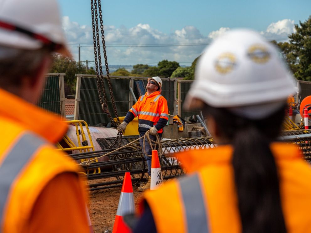 Piling work begins to construct the new connections at Police and Jacksons roads