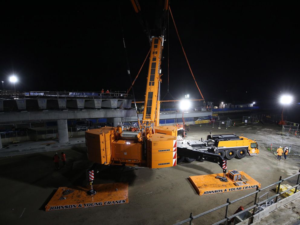 The 750 tonne crane used to install the beams over Lower Dandenong Road