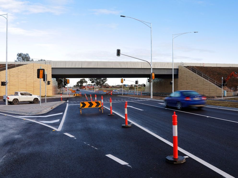 Construction progress on the bridge over Centre Dandenong Road