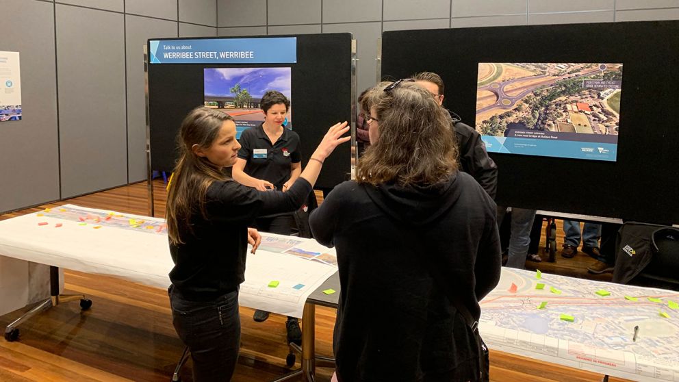 Community members at the Werribee level crossing removals information session