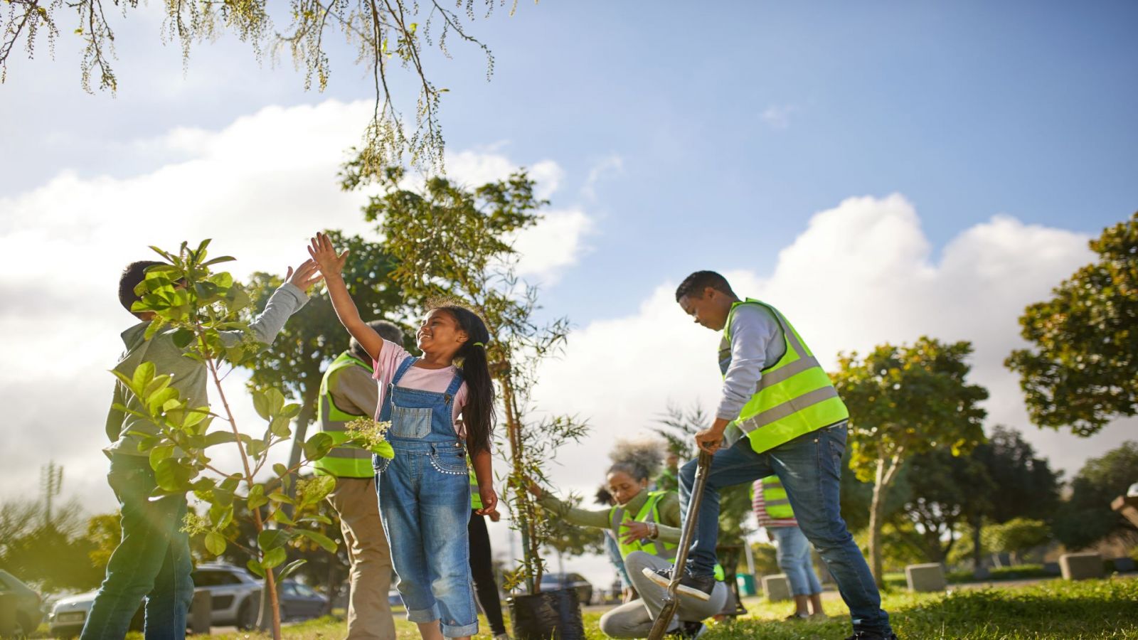 Children enjoying a seedling planting activity
