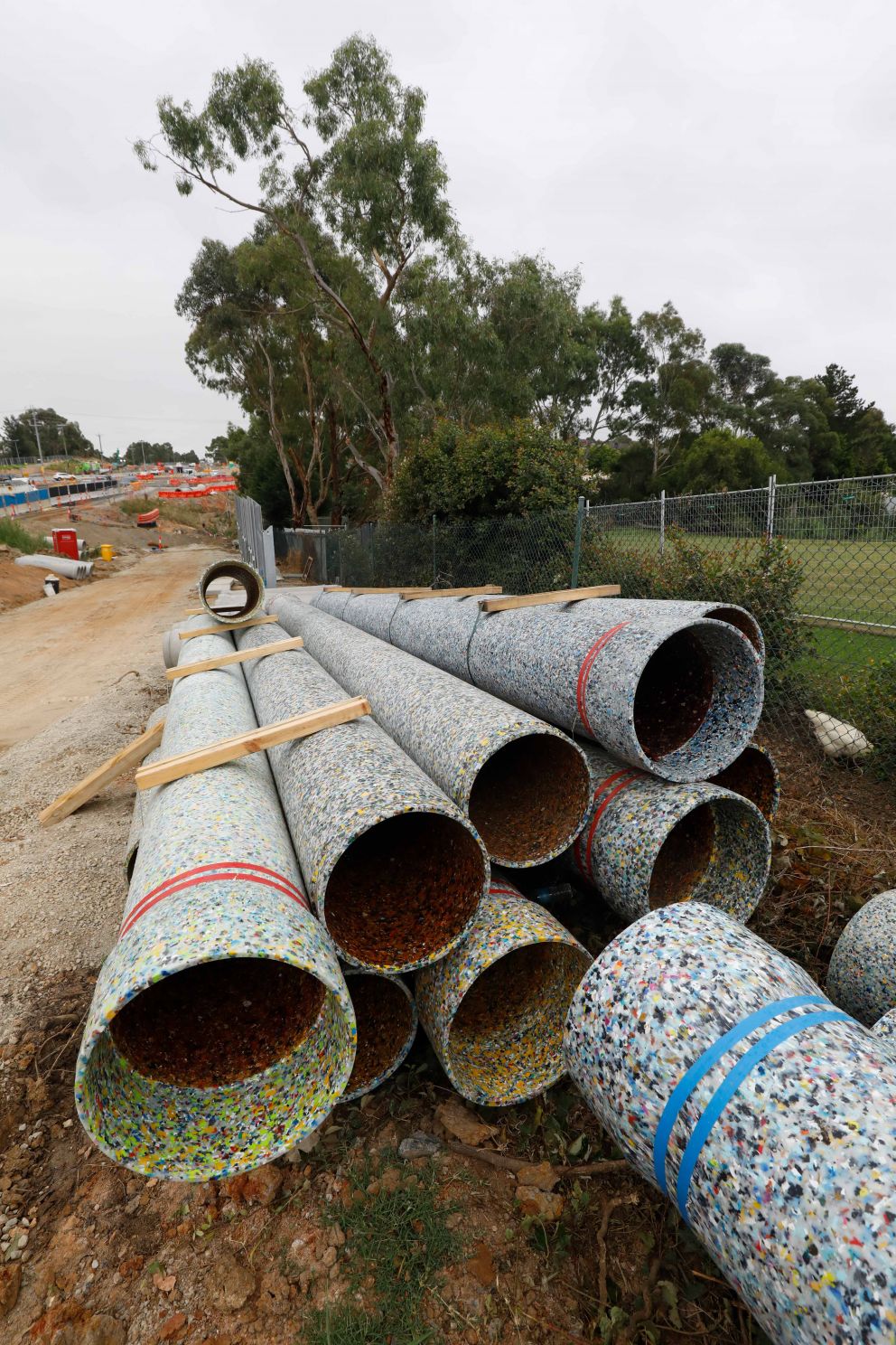 Recycled plastic pipes on Hallam North and Heatherton Road Upgrade