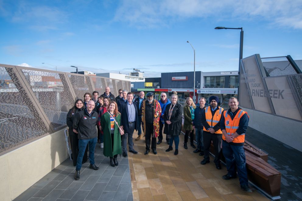 Members of the Stakeholder Liaison Group pictured on the new pedestrian bridge.