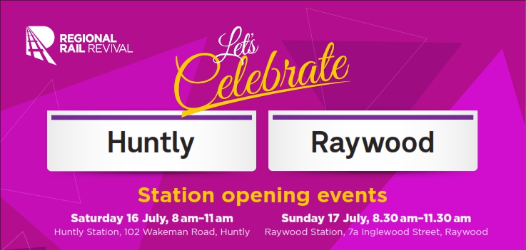 Station opening events: Saturday 16 July, 8am-11am at Huntly Station, 101 Wakeman Road, Huntly. Sunday 17 July, 8:30am-11:30am at Raywood Station, 7a Inglewood Street, Raywood.
