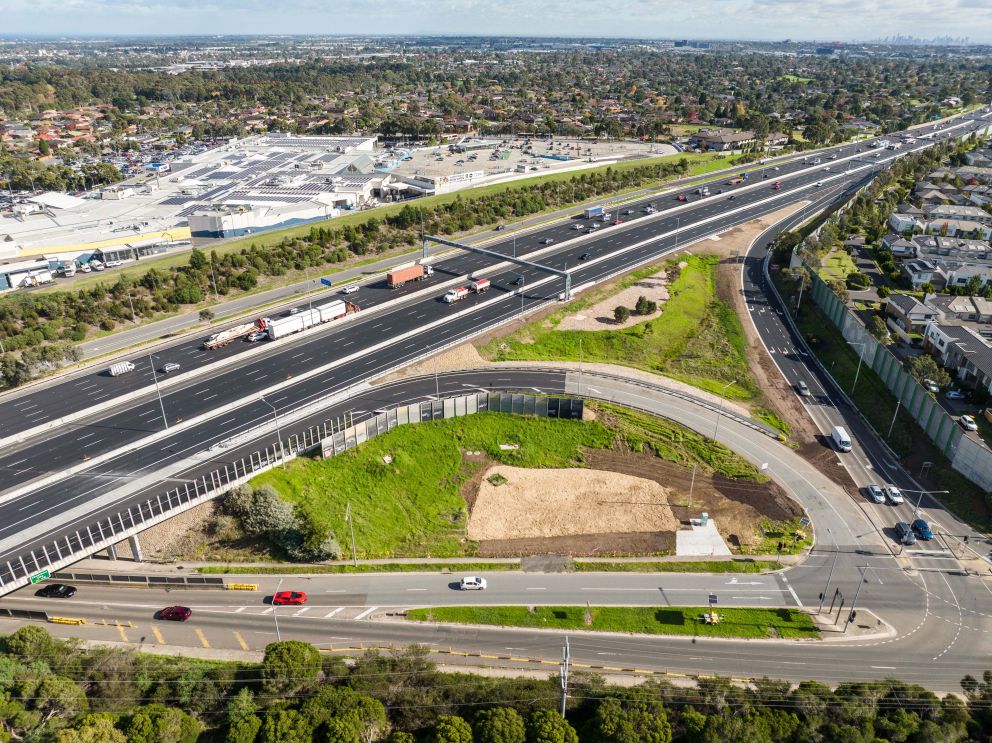 The upgraded Jacksons Road dedicated outbound entry ramp to EastLink