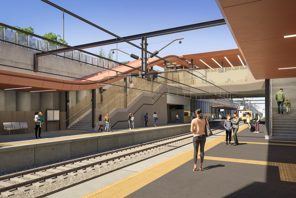View from the new Ringwood East Station platform. Artist impression, subject to change.