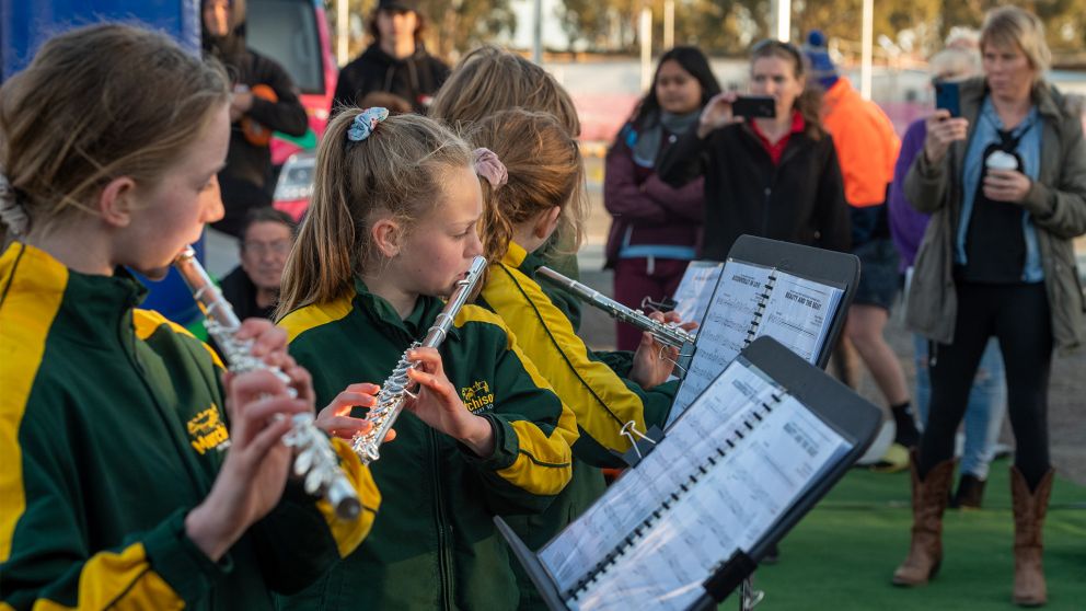 Shepparton community events Murchison Primary School performing with classical instruments