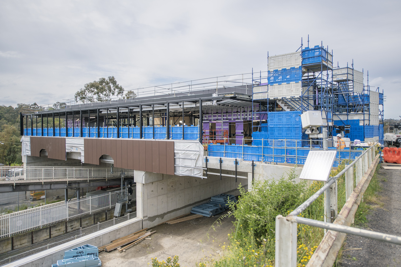 Structural works at the new Greensborough Station