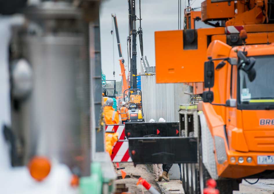 Construction machinery at Abbotts Road