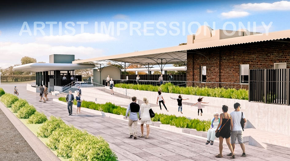 Artist impression of soutern forecourt at Oakleigh Station