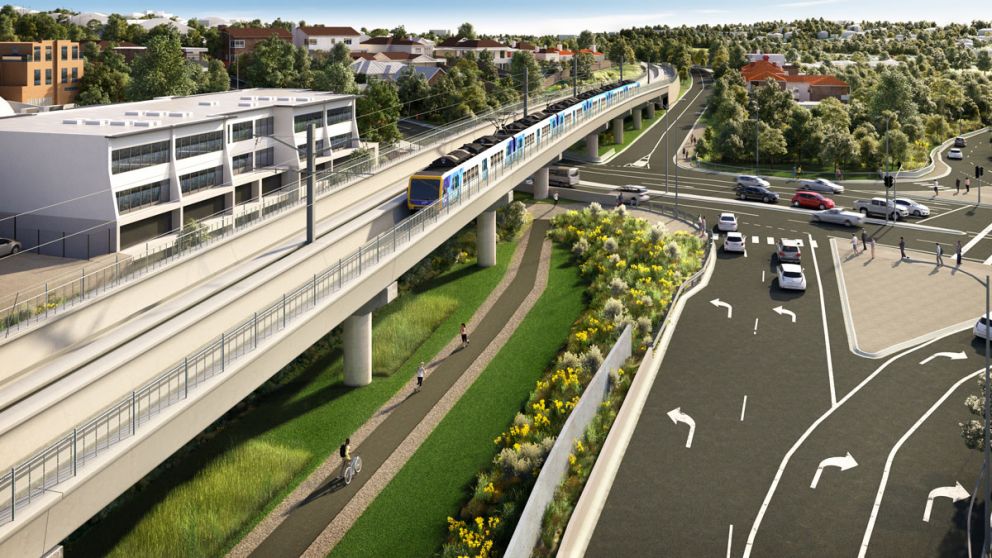 Artist's impression of the new rail bridge over Toorak Road in Kooyong