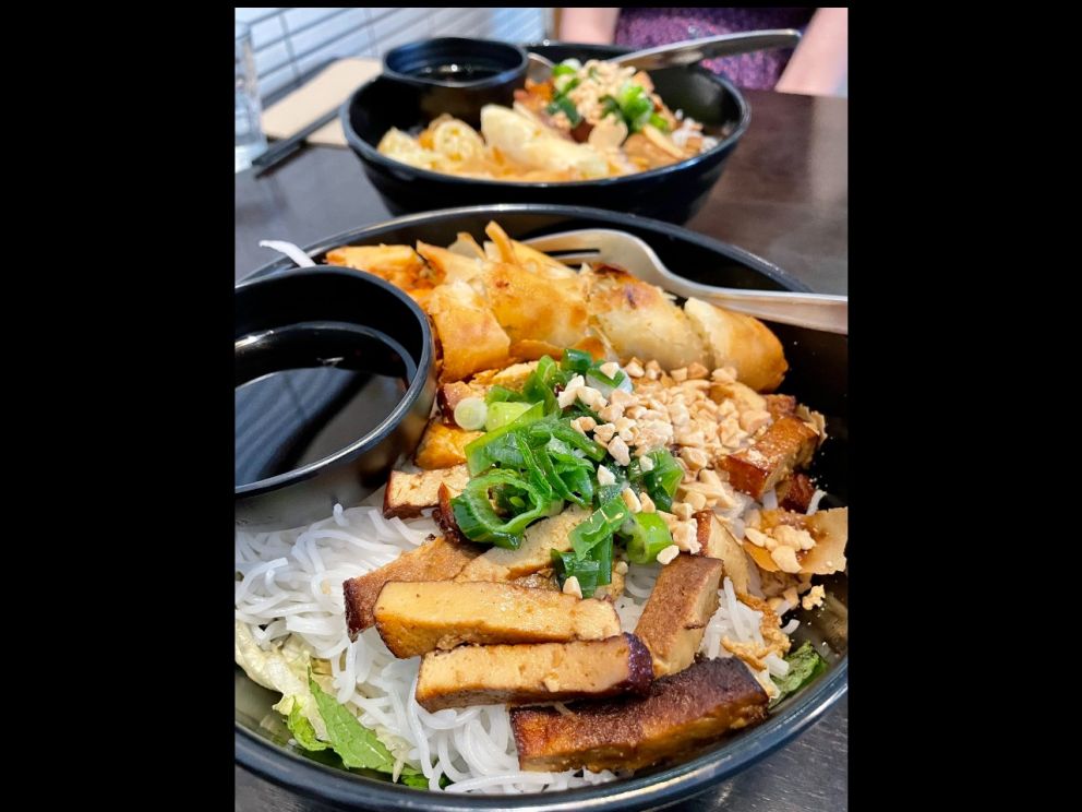 Bowl of rice vermicelli salad