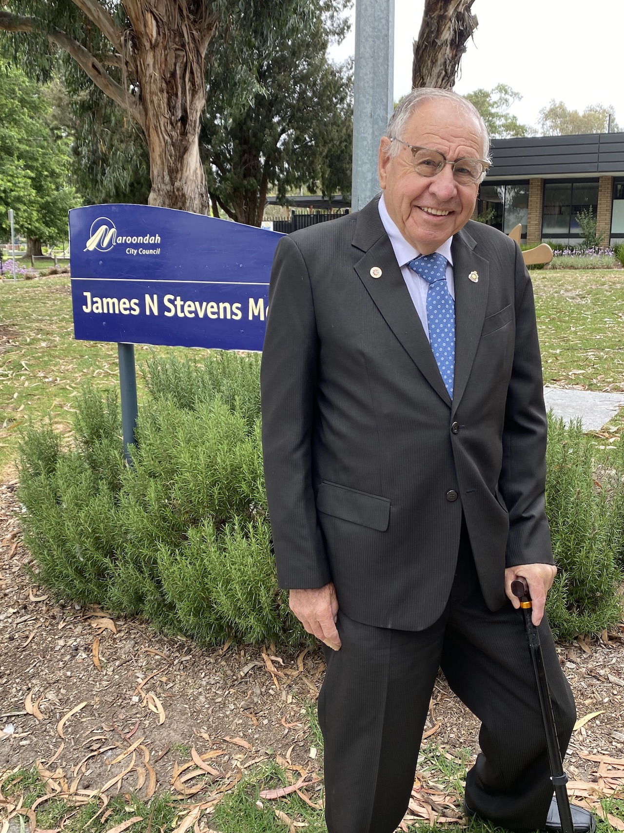 Arthur visiting the new site at Civic Square