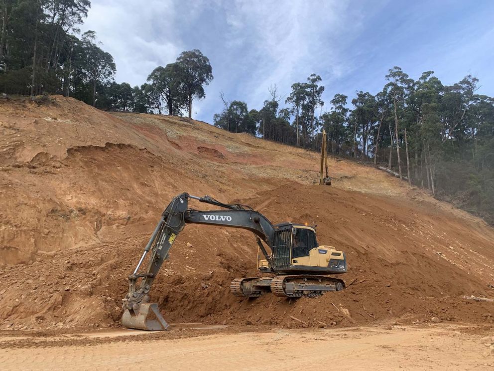 The landslip viewed from the road 9 February