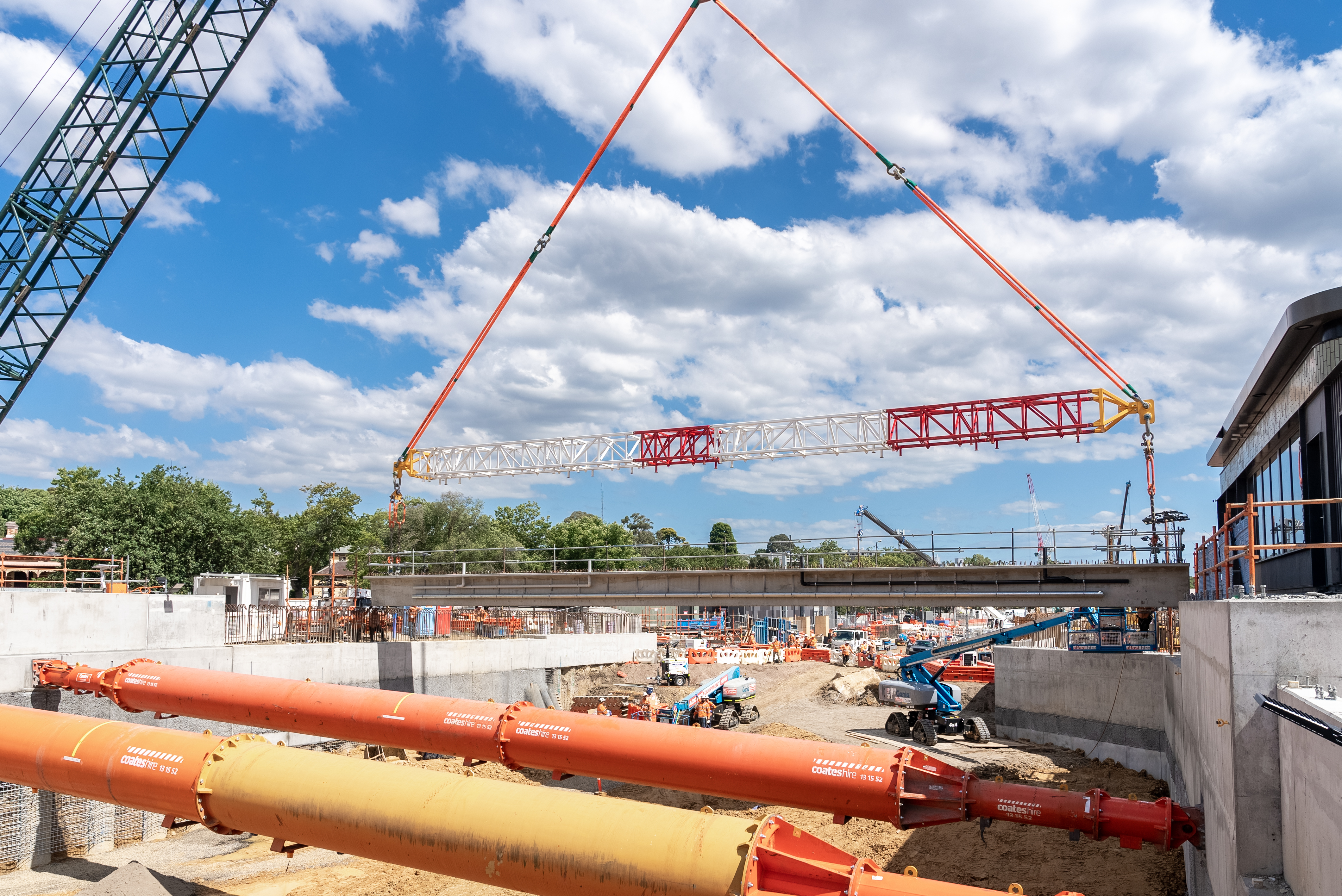 Super-T beam near its final position