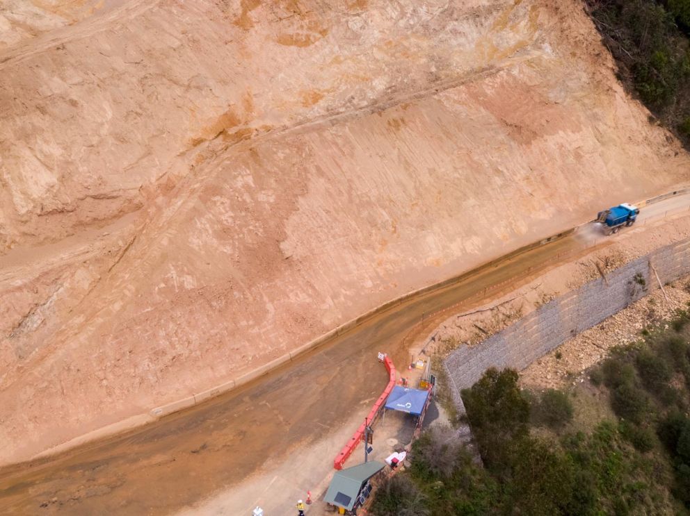 Water cart controlling dust along Bogong High Plains Road 10 March