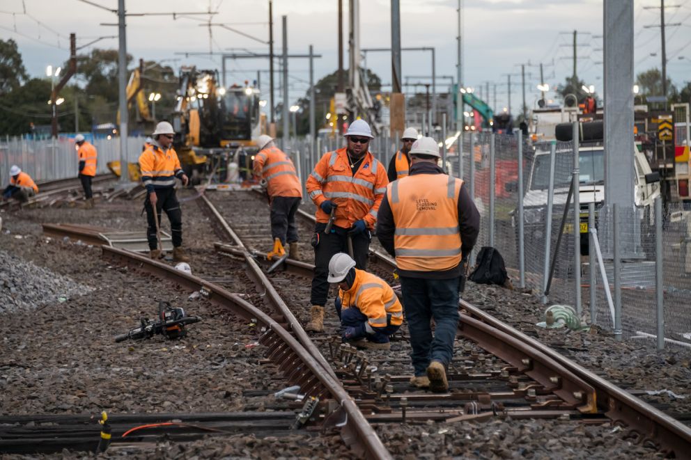 Workers on the tracks