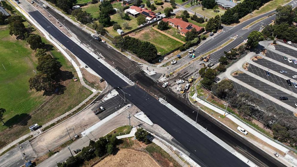 An aerial view of the Ernst Wanke Road intersection during our 2-week closure.