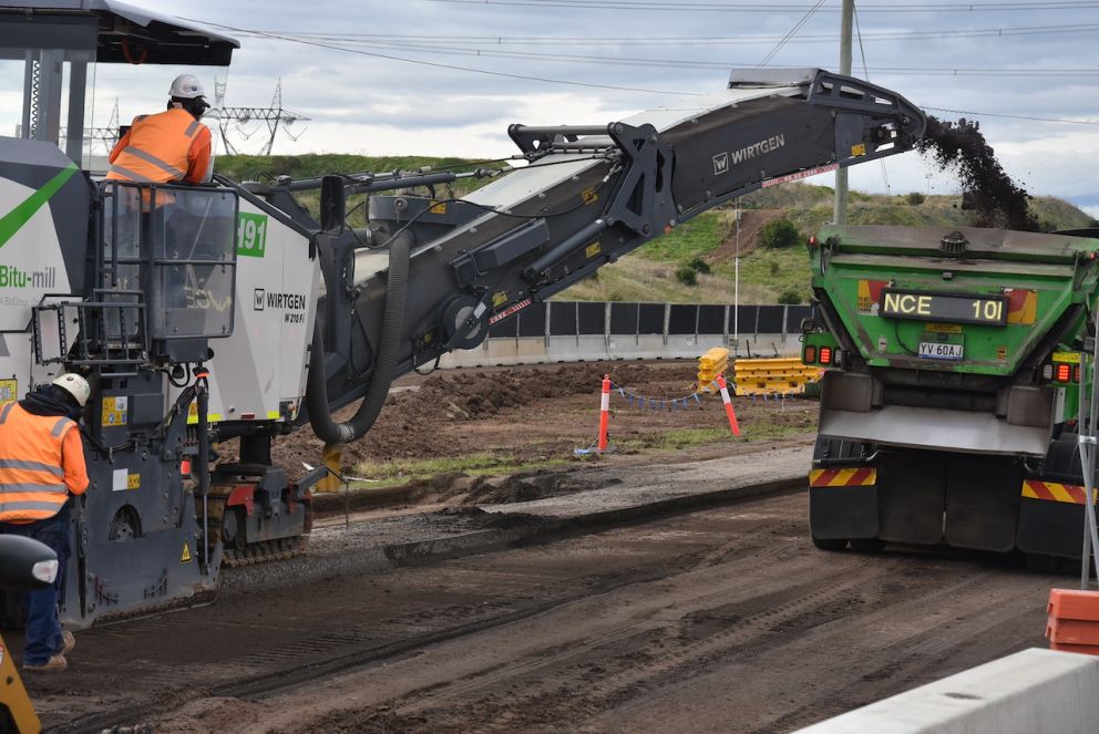 Crews working to lay the road foundations