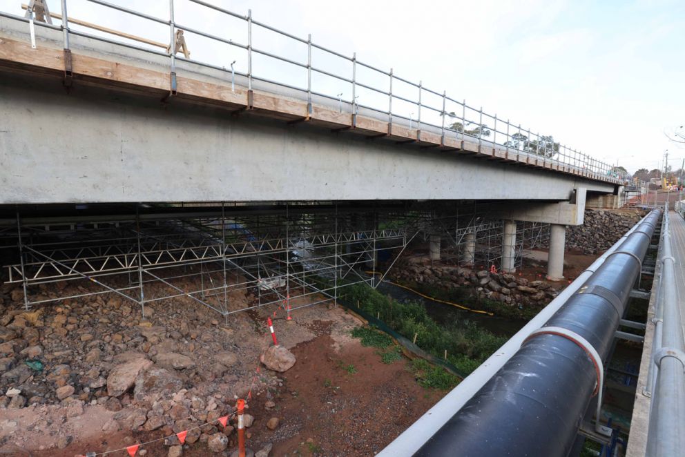 Scaffolding under the new bridge - June 23