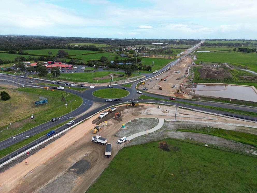 Works behind barriers before major works kick off at Western Port highway