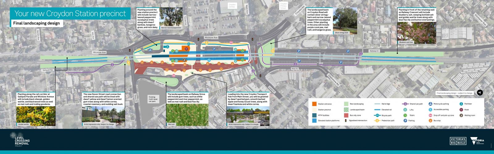 Roll plot map showing landscaping and new transport hub in Croydon 