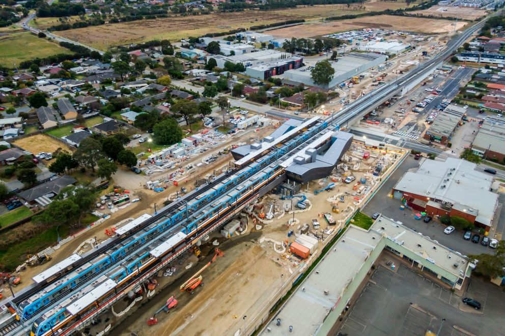 Trains arrive at the new Narre Warren Station