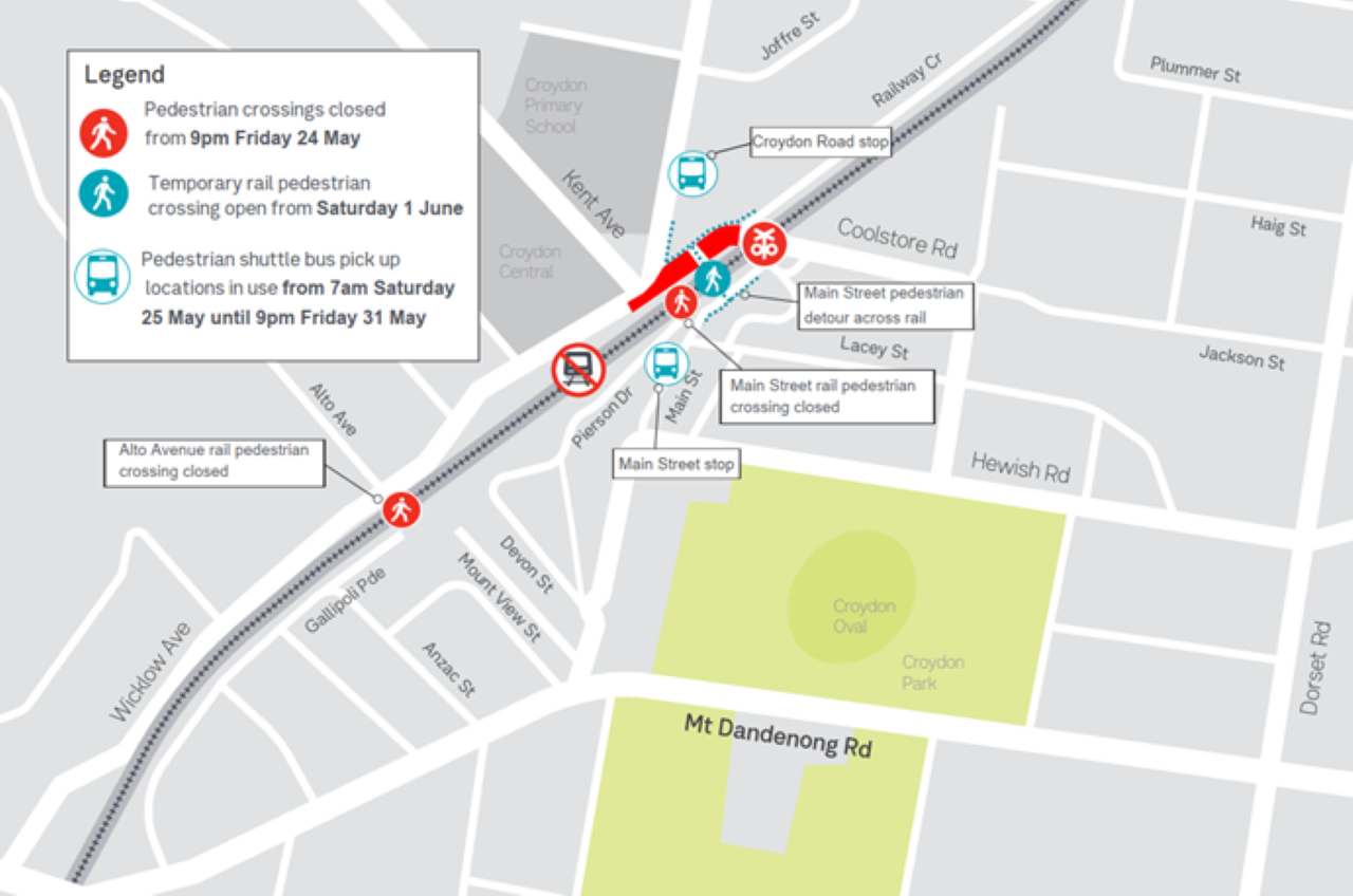 map showing Croydon pedestrian changes 