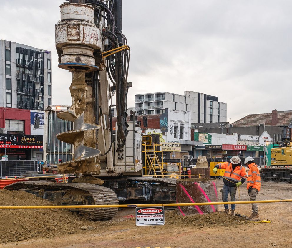 Piling works happening in Box Hill