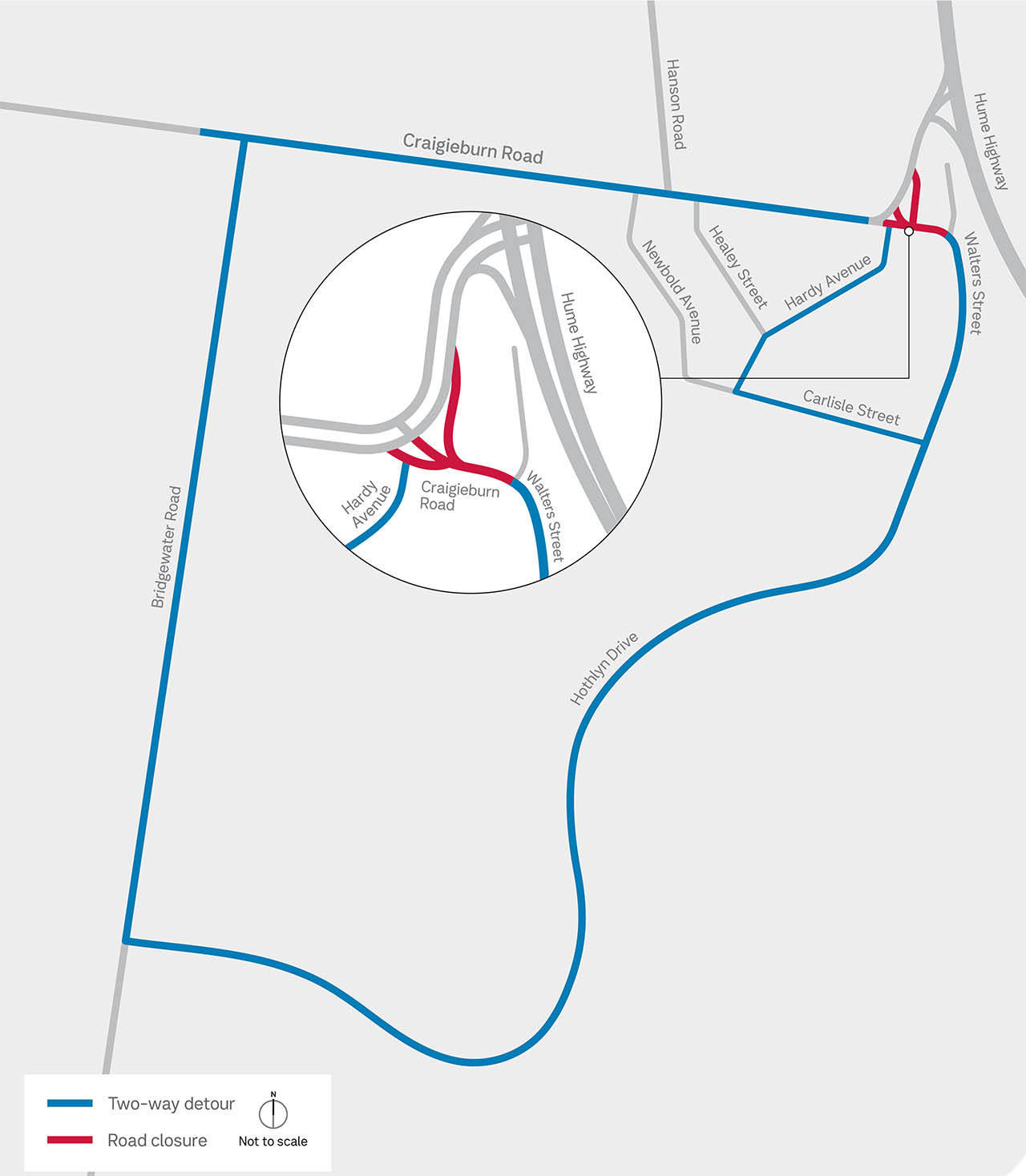 Walters St Detour Map