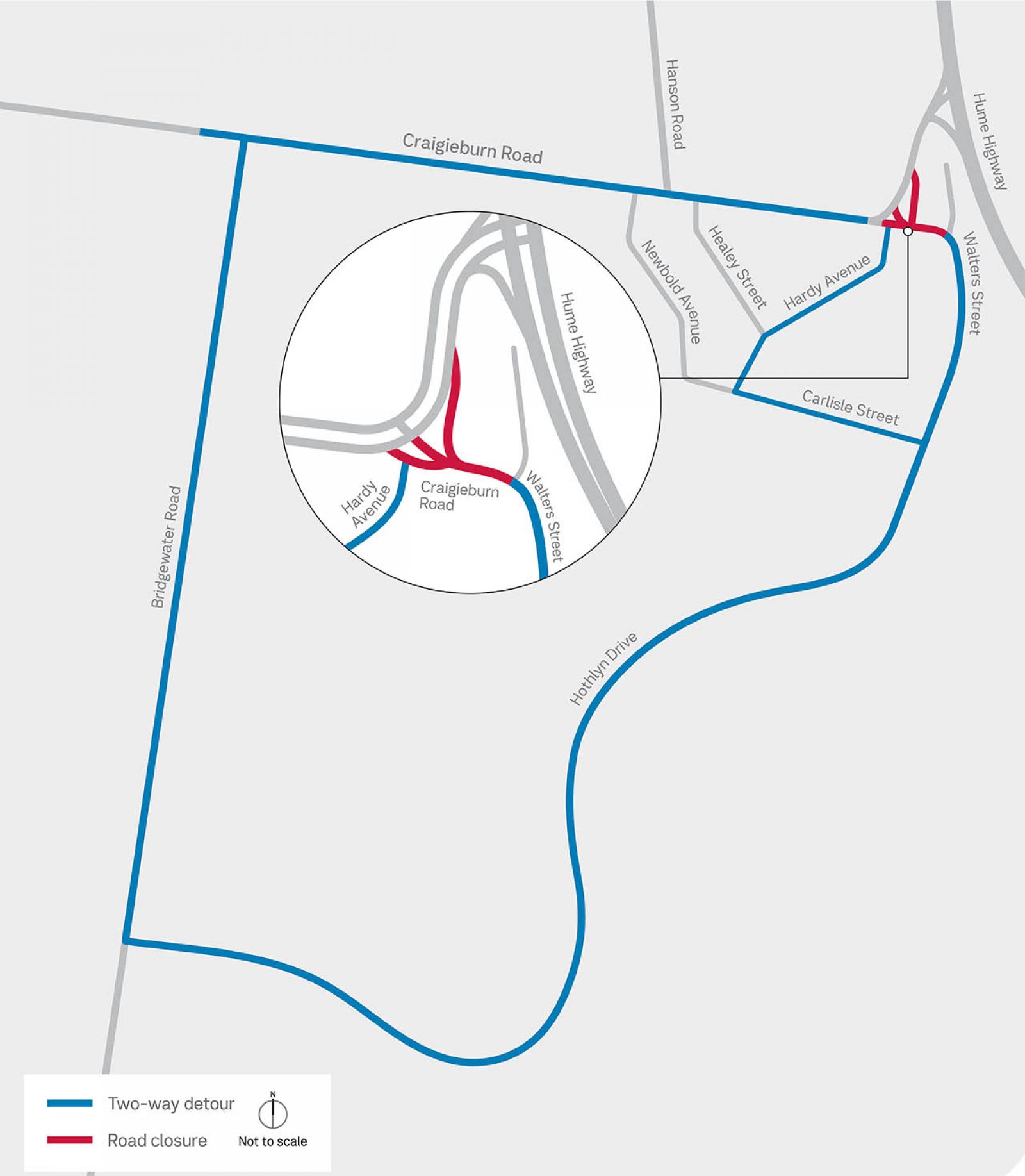 Walters St Detour Map