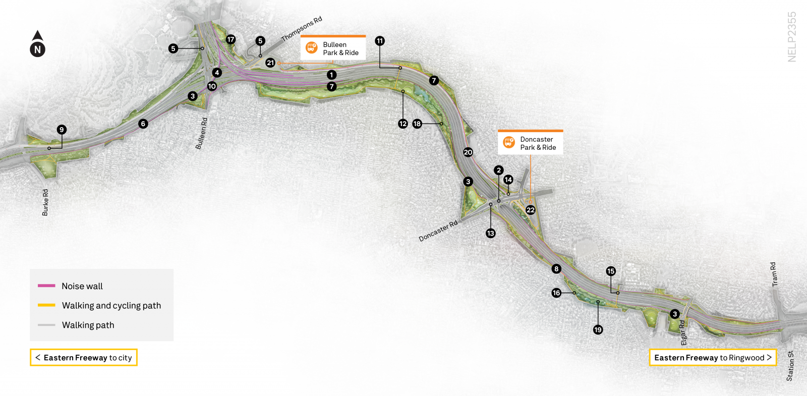 Eastern Freeway map