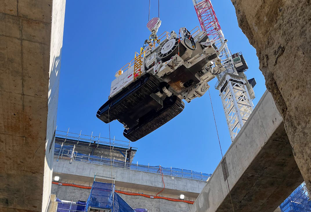 Roadheader being lowered into our Manningham work site