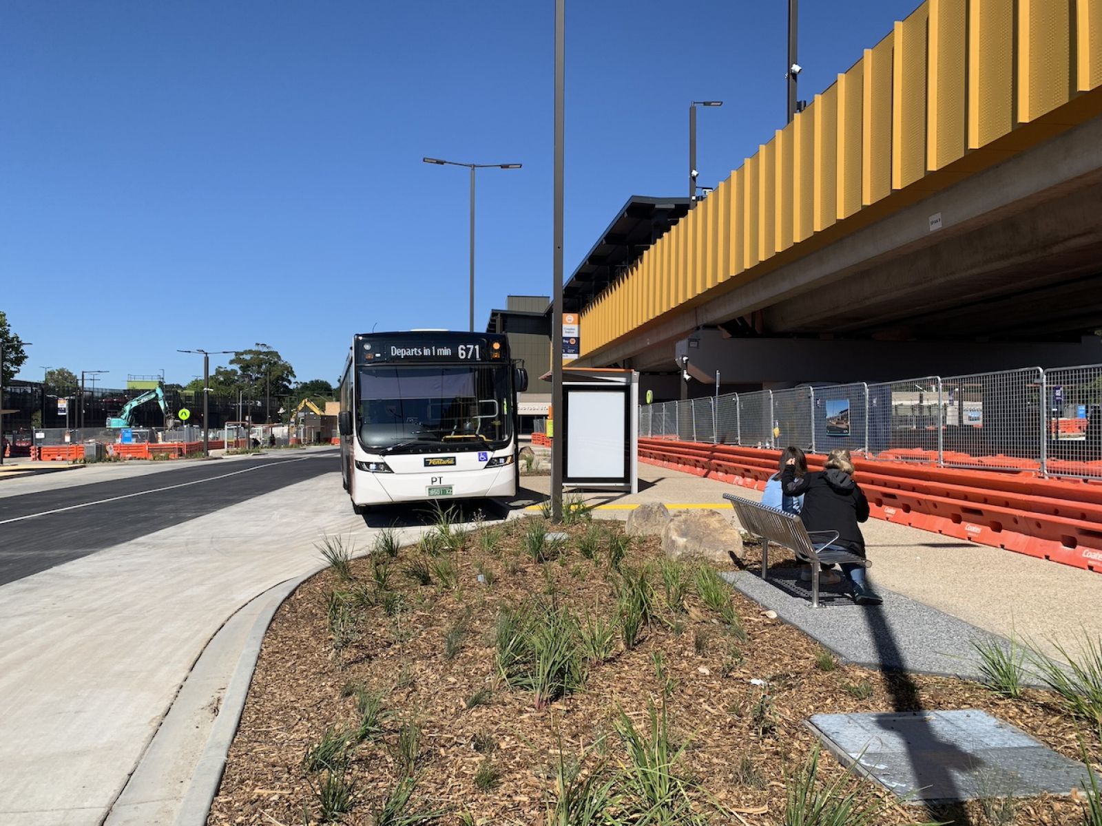 A bus waiting at the new Croydon Bus interchange