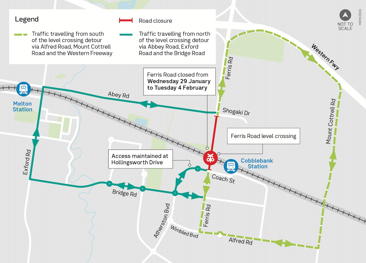 Ferris Road closure detour map