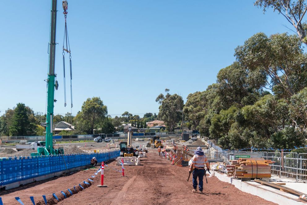 Crews prepare the new road bridge for surface works