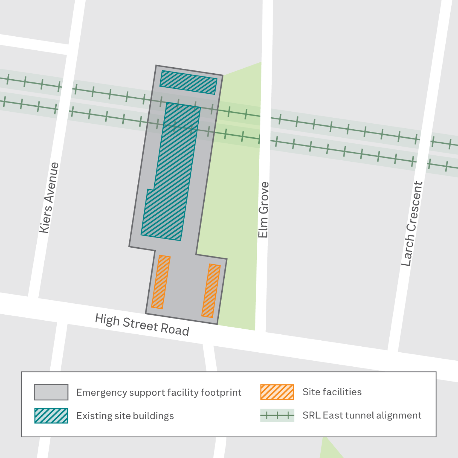 Map showing SRL emergency support facility