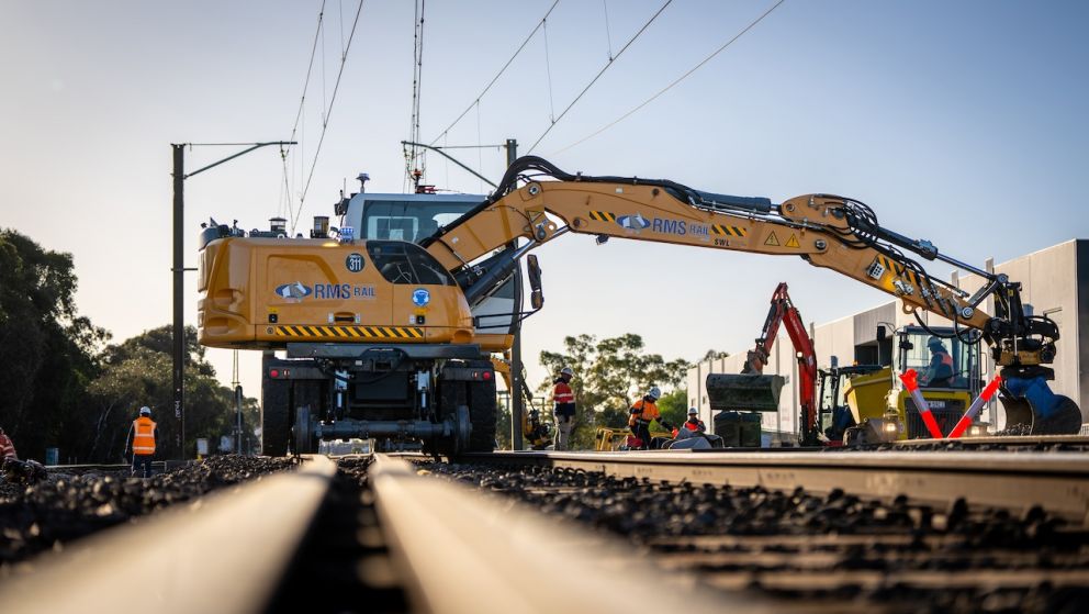 High-rail works in the rail corridor during a construction blitz